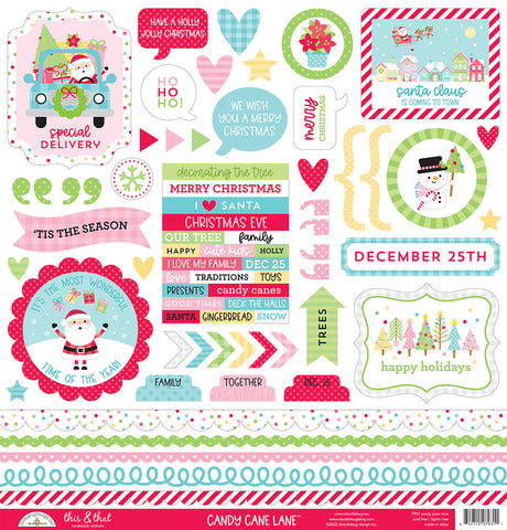 Doodlebug 12x12 Sticker: Candy Cane Lane