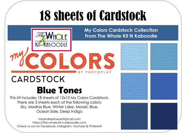 Cardstock Pack: Blue Tones (18 sheets)