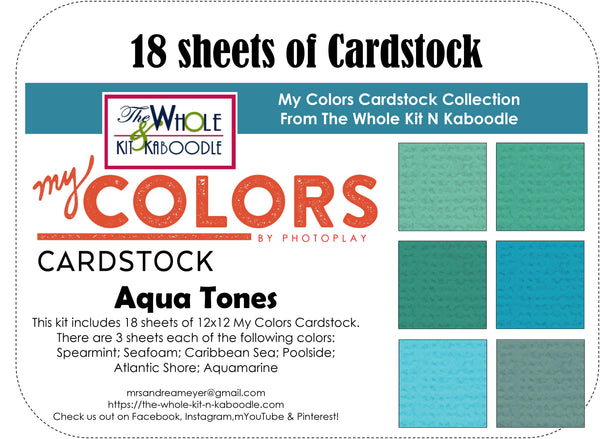 Cardstock Pack: Aqua Tones (18 sheets)