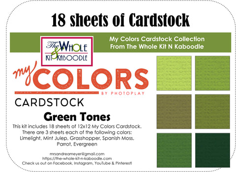 Cardstock Pack: Green Tones (18 sheets)