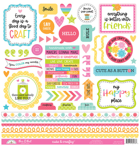 Doodlebug 12x12 Sticker: Cute & Crafty