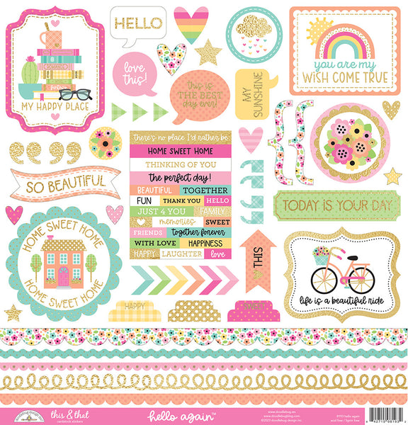 Doodlebug 12x12 Sticker: Hello Again