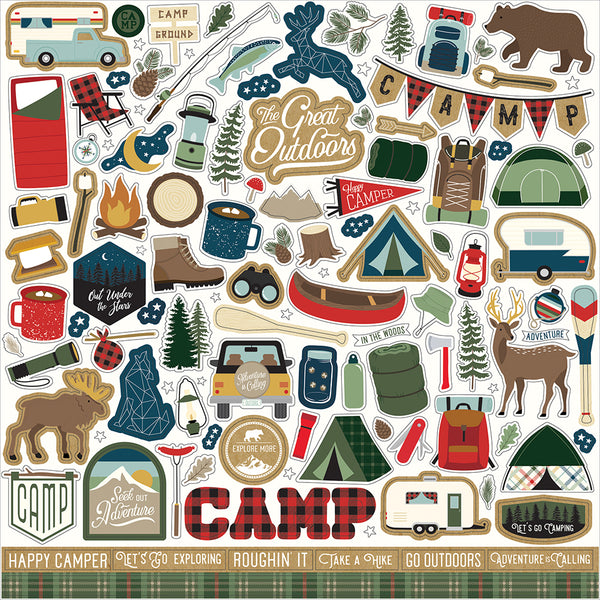 Echo Park 12x12 Sticker: Let's Go Camping