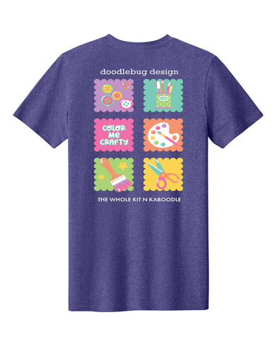 Color Me Crafty CropTacular Tshirt: V-Neck Front and Back Logo Heather Purple