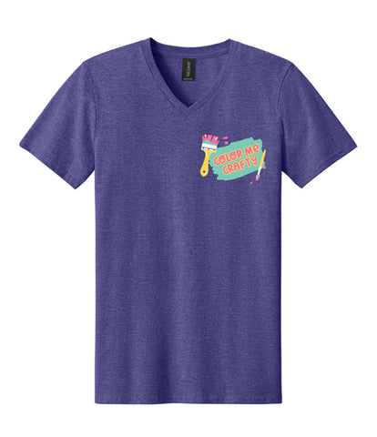 Color Me Crafty CropTacular Tshirt: V-Neck Front and Back Logo Heather Purple