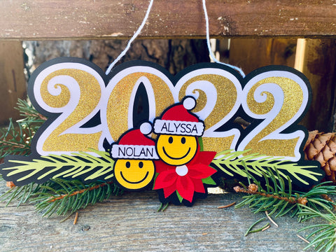 Personalized Ornament: 2022 Smiling Emojis